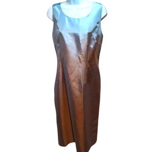 Positive Attitude A line Sleeveless Dress Silk Appearance Light Blue Midi Knee